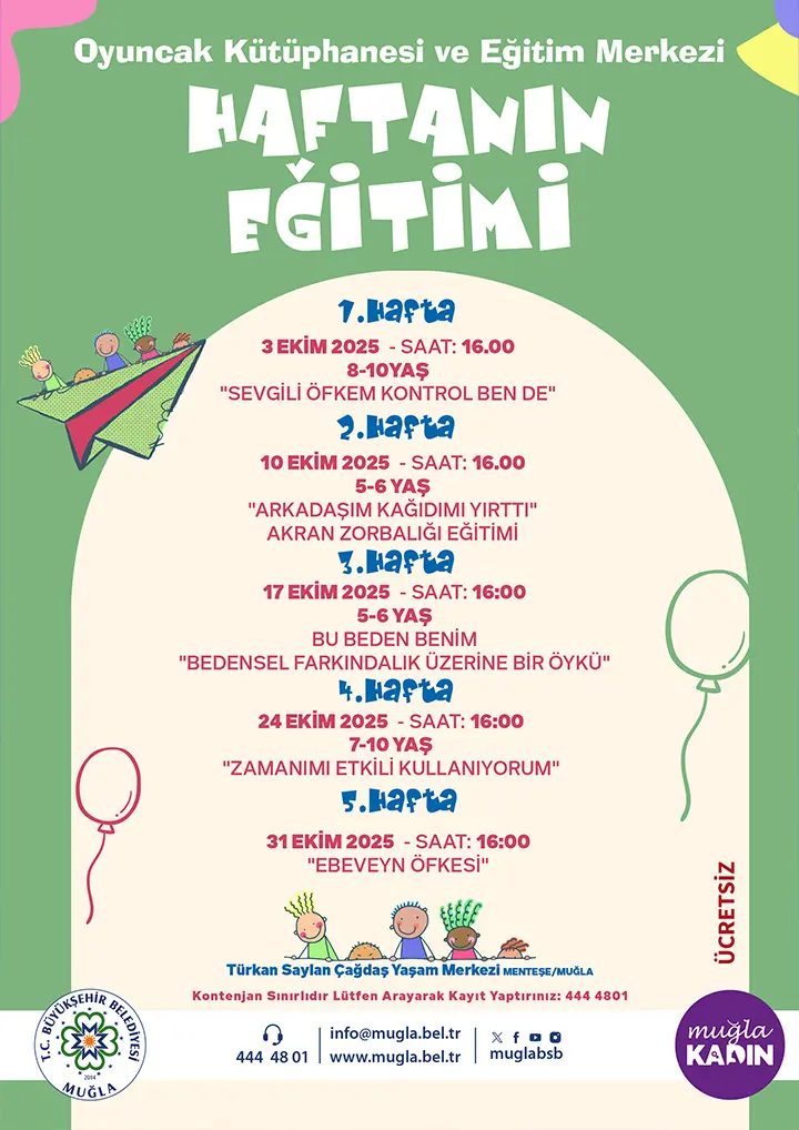 Oyuncak Kütüphanesi Haftanın Eğitimi 8-10 Yaş Etkinliğine Davetlisiniz