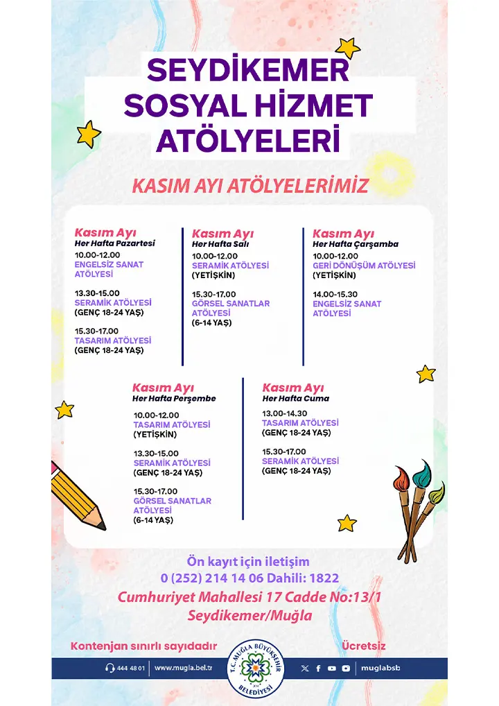 Seydikemer Sosyal Hizmet Atölyeleri Etkinliğine Davetlisiniz