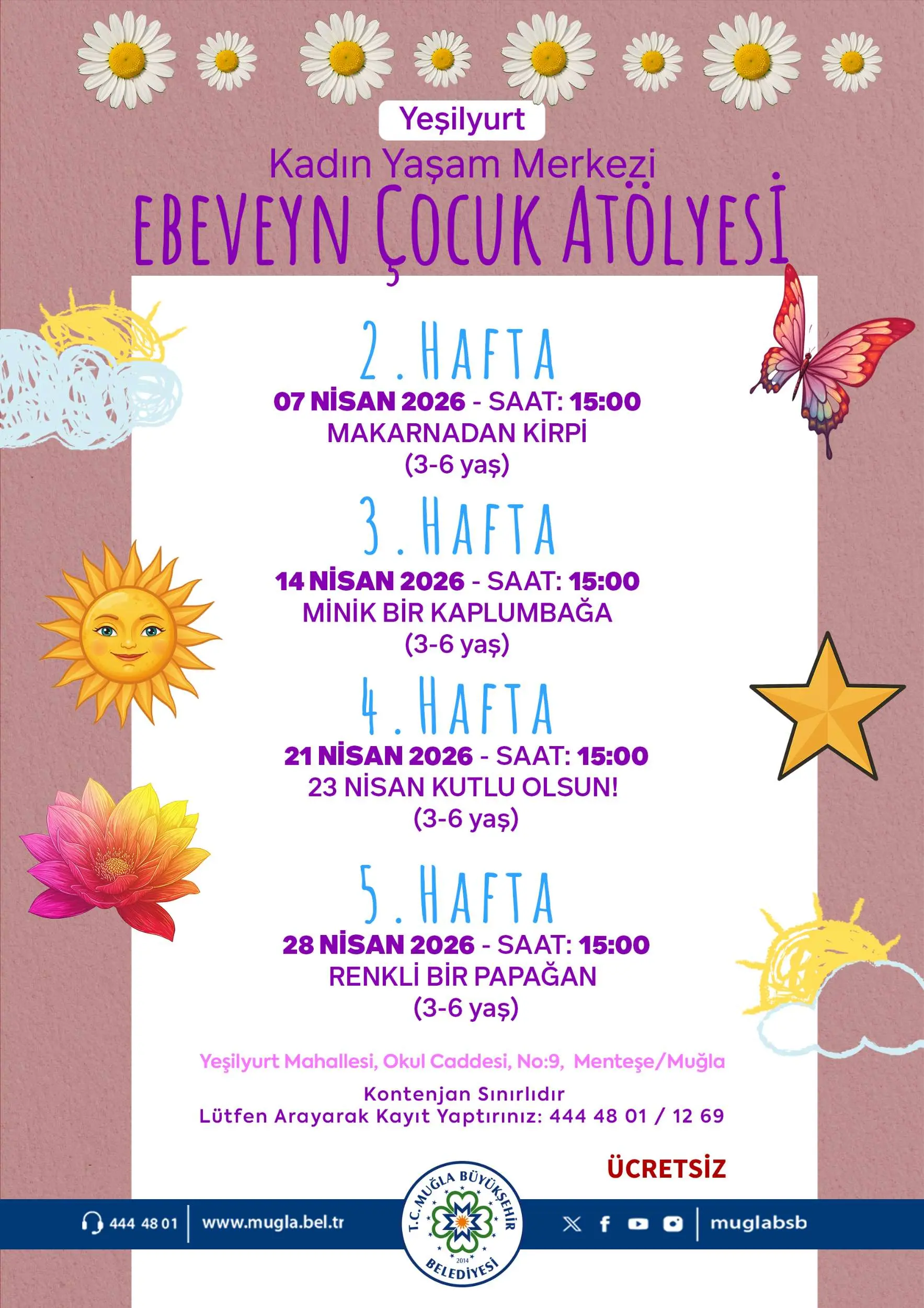 Yeşilyurt Kadın Yaşam Merkezi Ebeveyn Çocuk Atölyesi 3-6 Yaş Etkinliğine Davetlisiniz